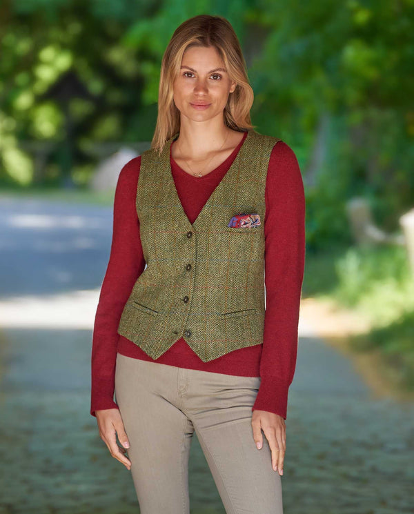 Damen Harris Tweed Weste "Lea" in light green
