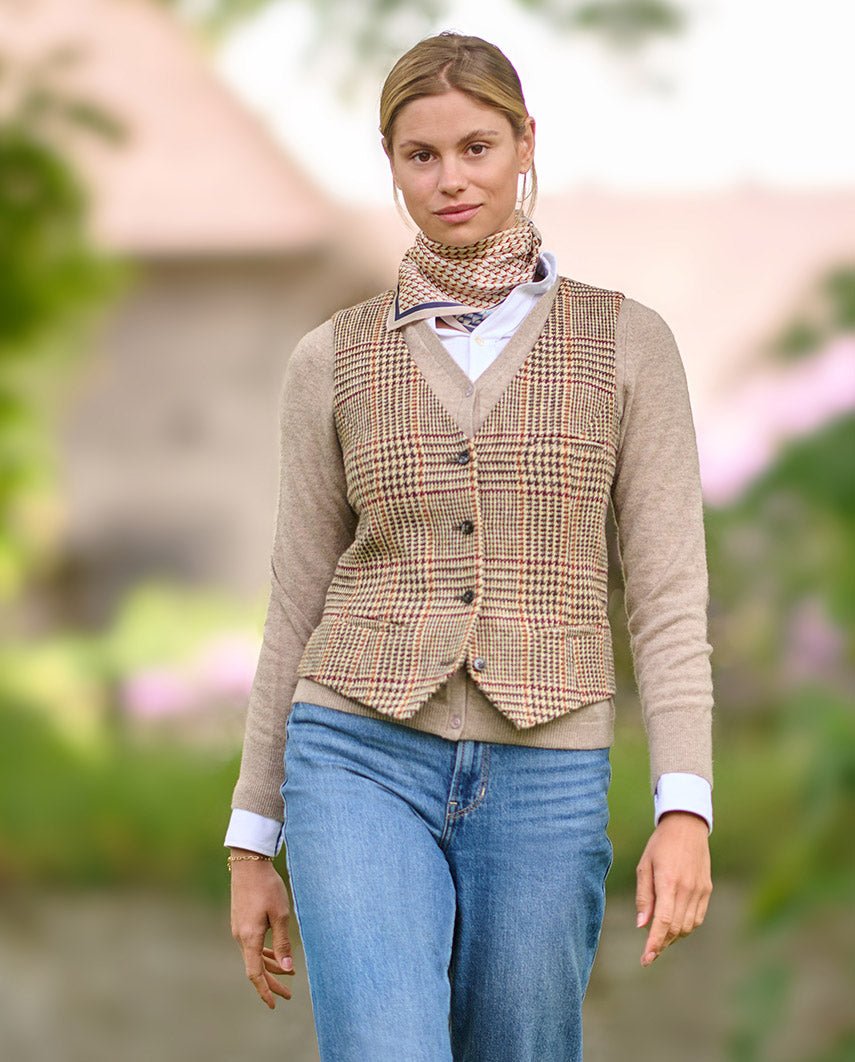 Damen Harris Tweed Weste "Lea" in scottish check - Wellington of Bilmore