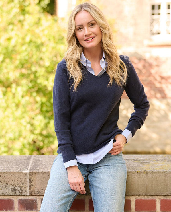 Damen Lambswool Pullover "Mary" in navy