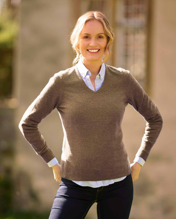 Damen Lambswool Pullover "Mary" in nutmeg