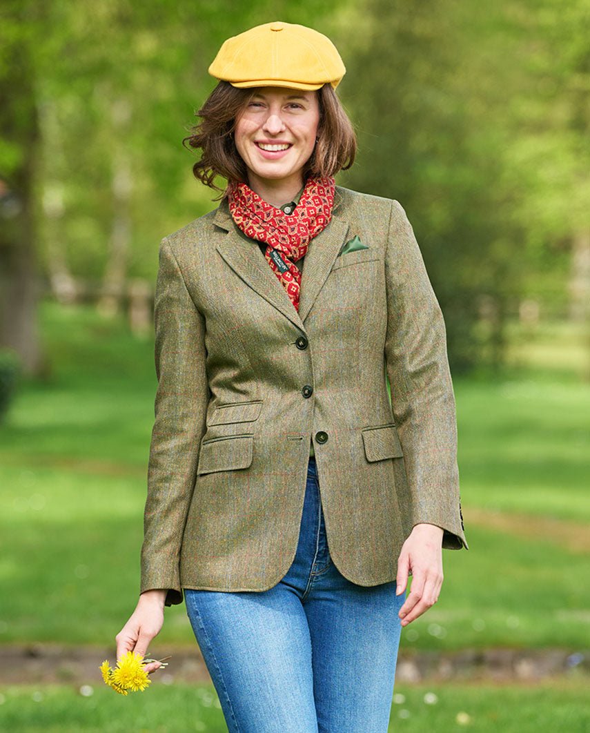 Damen Seidenblazer ''Carola'' mit rot - blauem Überkaro - Wellington of Bilmore