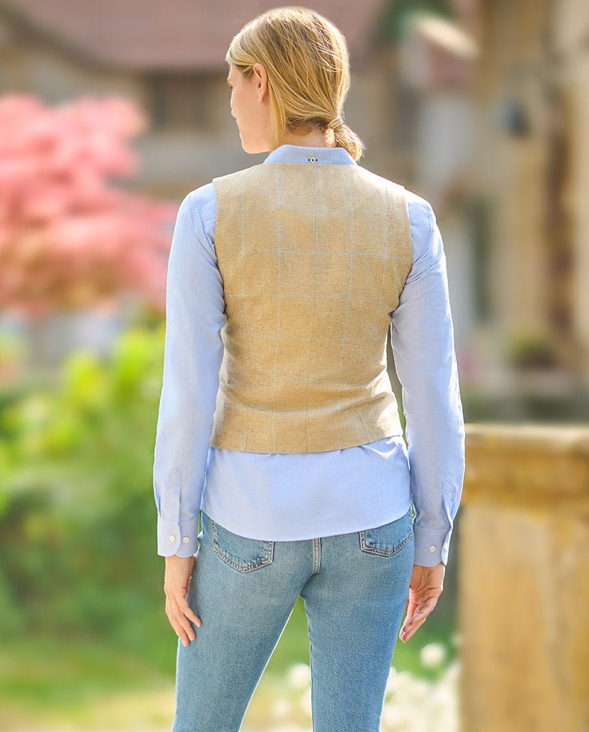 Damen Seidenweste ''Lea'' im beige check - Wellington of Bilmore