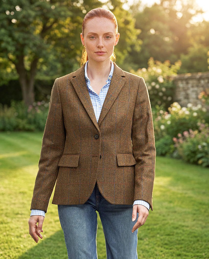Damenblazer "Ami" aus reiner Schurwolle – country red blue Check, productkaart