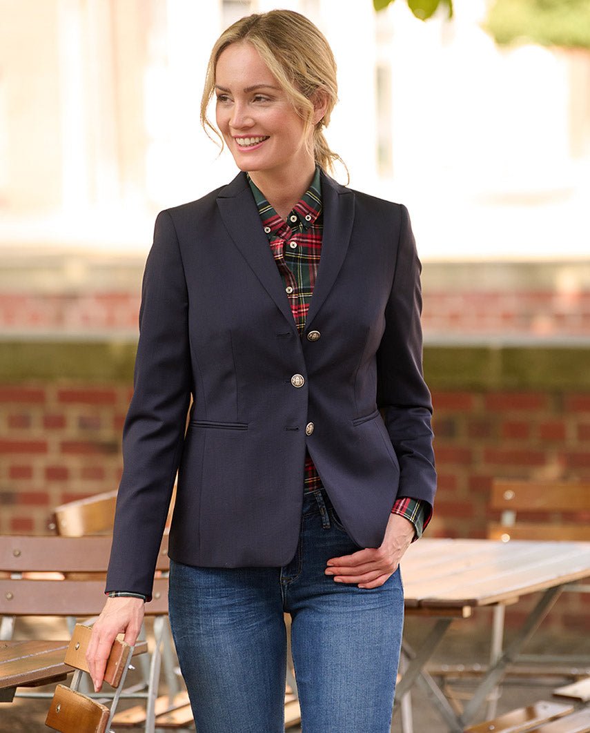 Damenblazer ''Ladiesclub 3 - Eye'' aus feinster Wolle in navy - Wellington of Bilmore