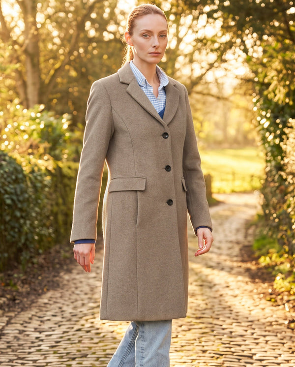 Women's coat "Emilia" in wool-cashmere quality in taupe