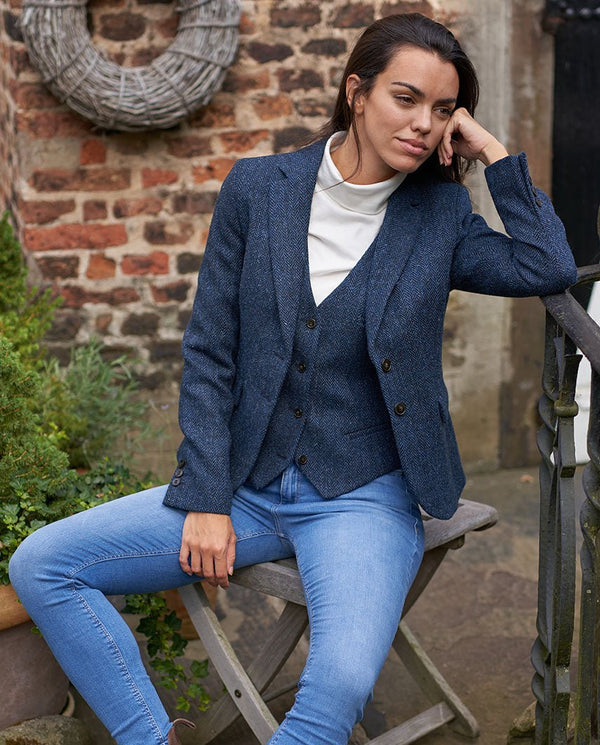 Harris Tweed Blazer "Ami" in blue herringbone