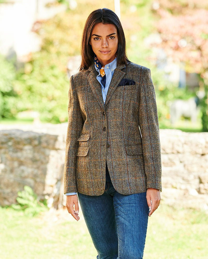 Harris Tweed Blazer ''Carola'' in green - blue - Herringbone - Wellington of Bilmore