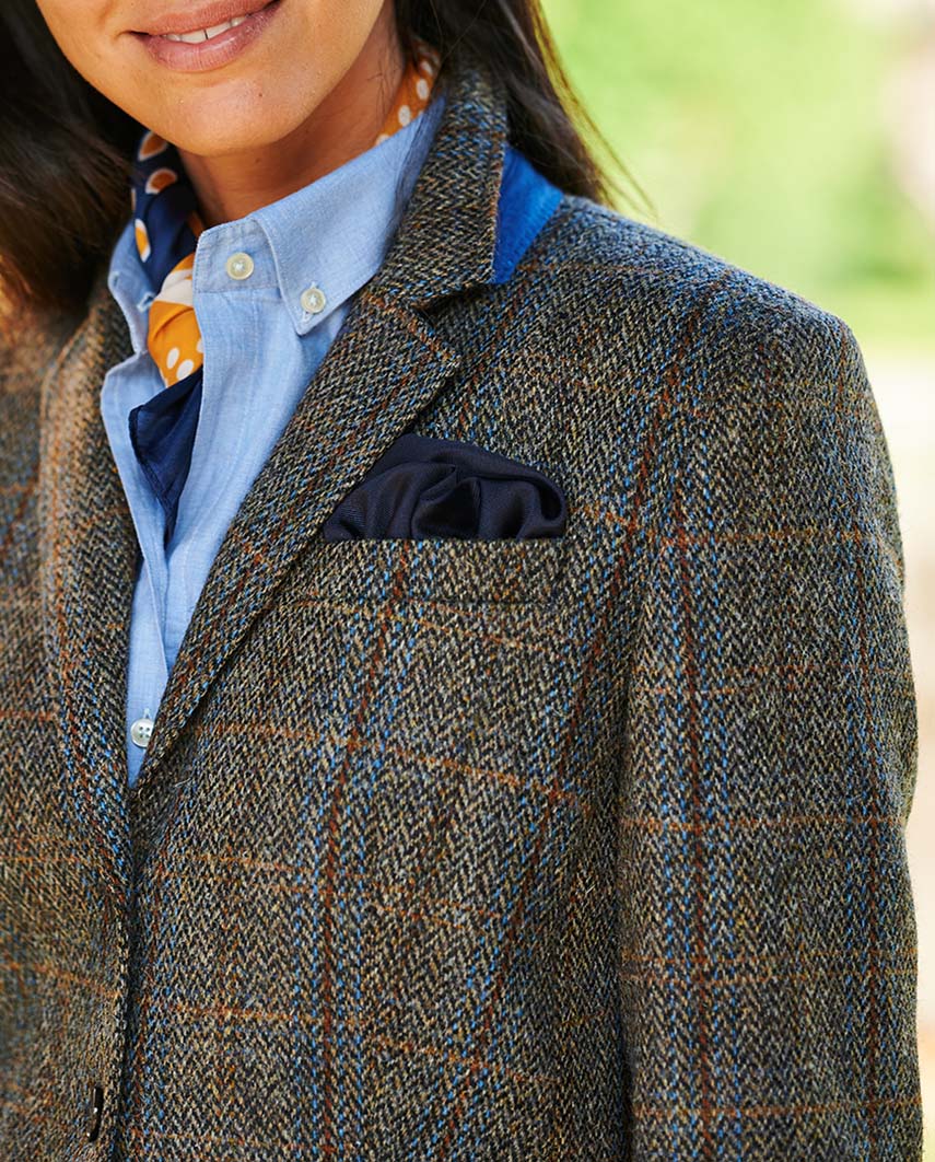 Harris Tweed Blazer ''Carola'' in green - blue - Herringbone - Wellington of Bilmore