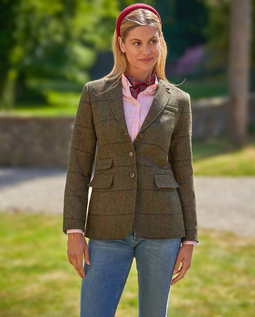 Harris Tweed Blazer ''Carola'' in green overcheck - Wellington of Bilmore
