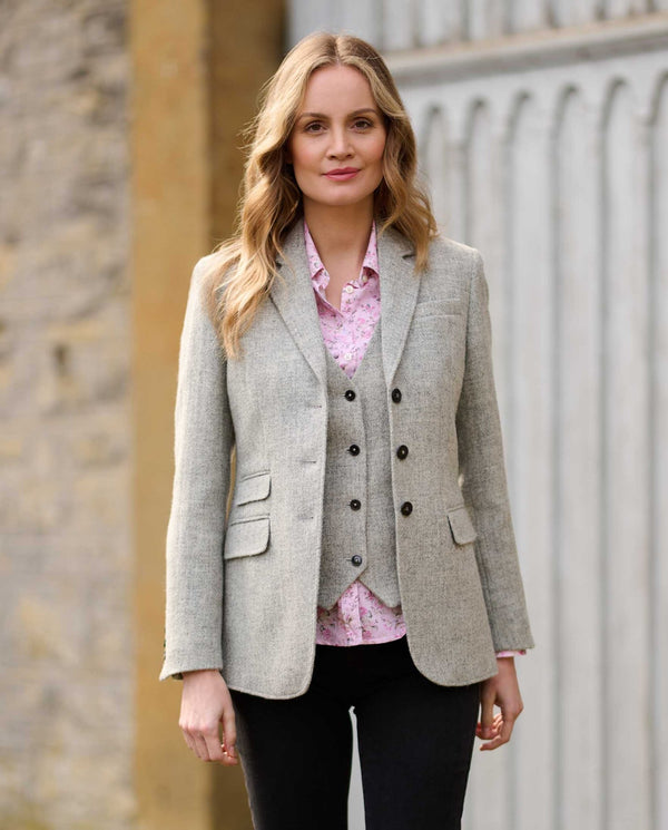 Harris Tweed Blazer "Carola" in light grey Twill