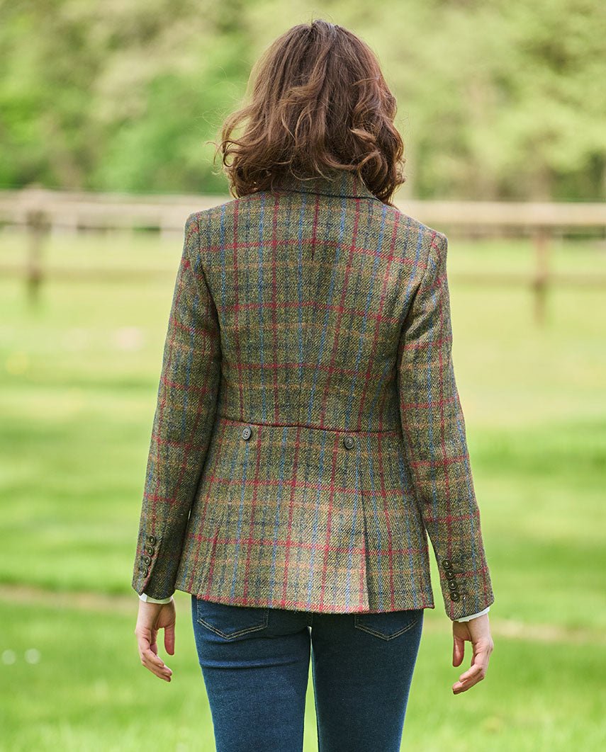 Harris Tweed Blazer ''Carola'' in red - blue Check - Wellington of Bilmore
