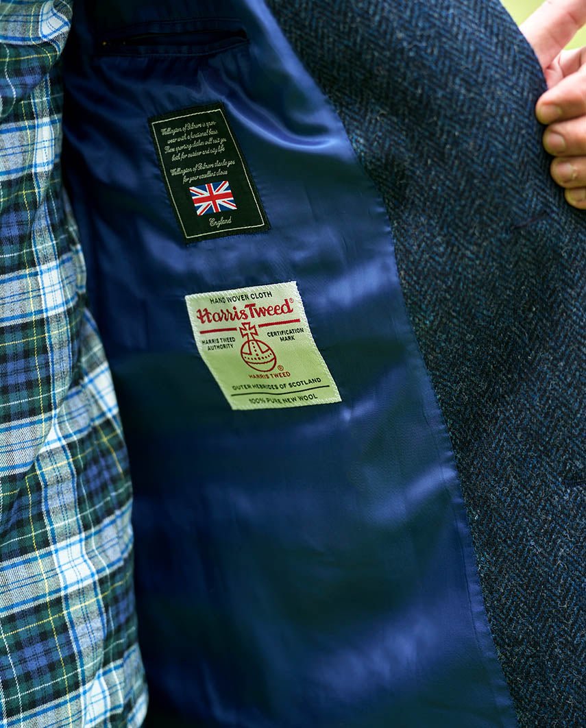 Harris Tweed Blazermantel “Barney” für Herren in blue Herringbone - Wellington of Bilmore