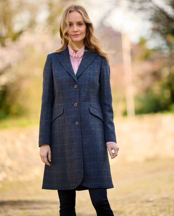 Harris Tweed Damenmantel "Brenda" in scottish blue