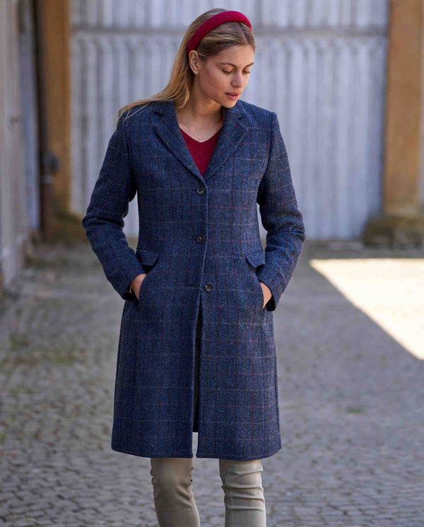 Harris Tweed Damenmantel "Emilia" in Scottish Blue
