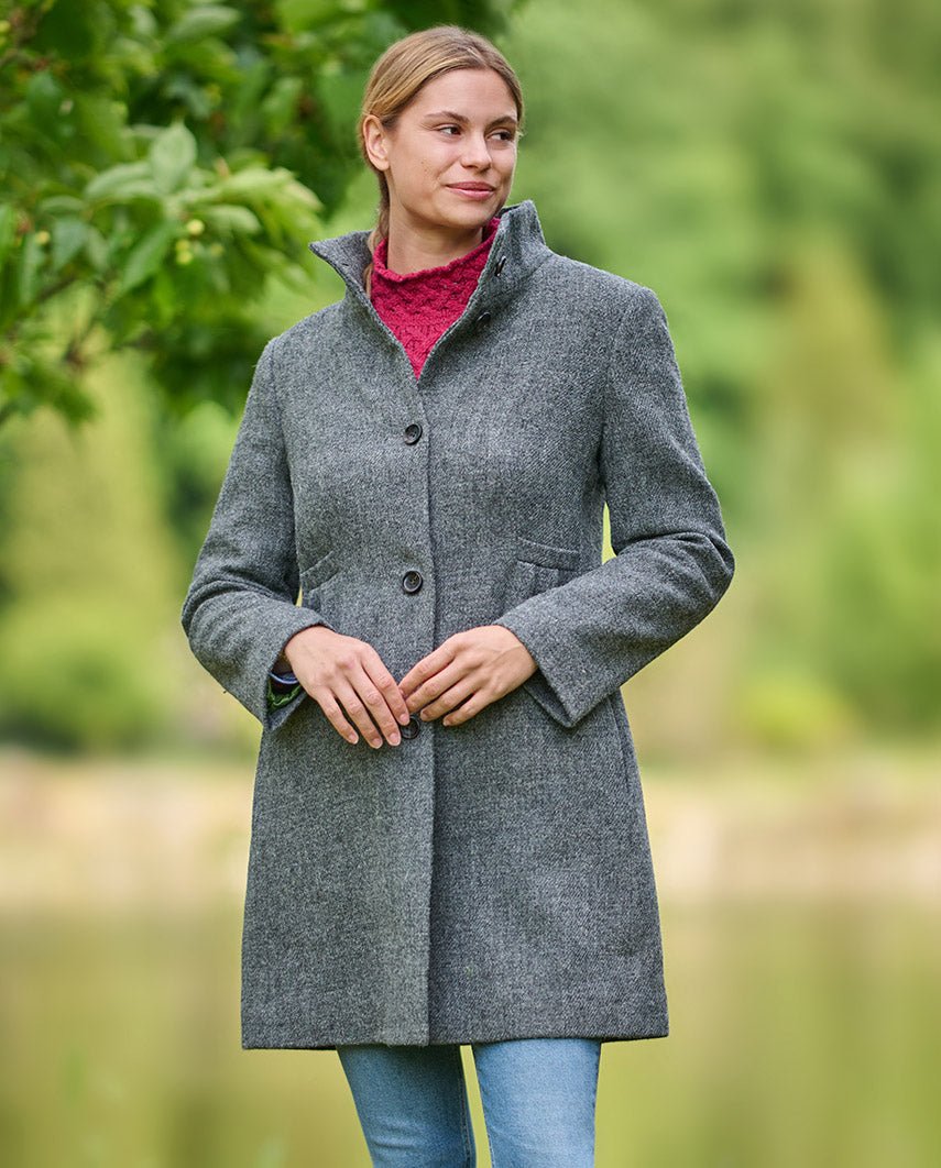 Harris Tweed Damenmantel ''Sofia'' in anthra melange - Wellington of Bilmore