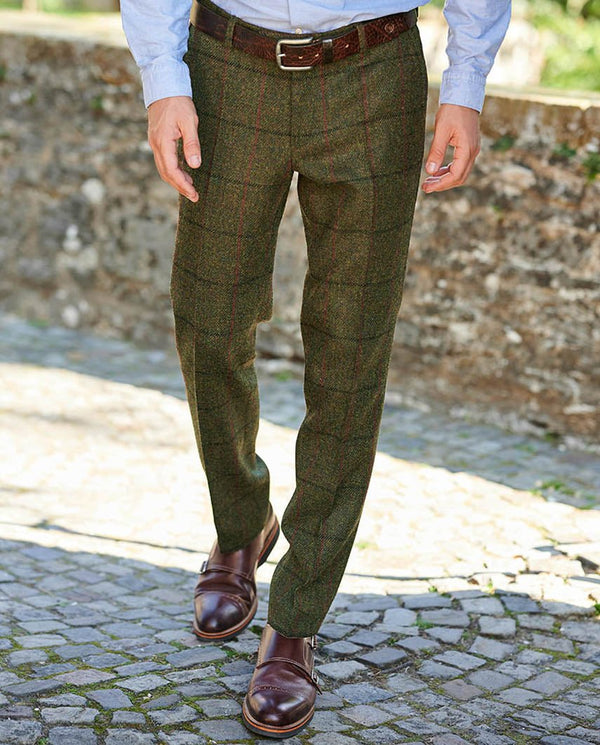 Harris Tweed Hose "Mr. Miller" im green Overcheck