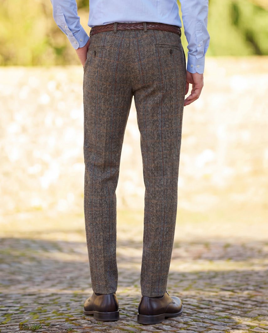 Harris Tweed Hose ''Mr. Miller " in green-blue herringbone - Wellington of Bilmore