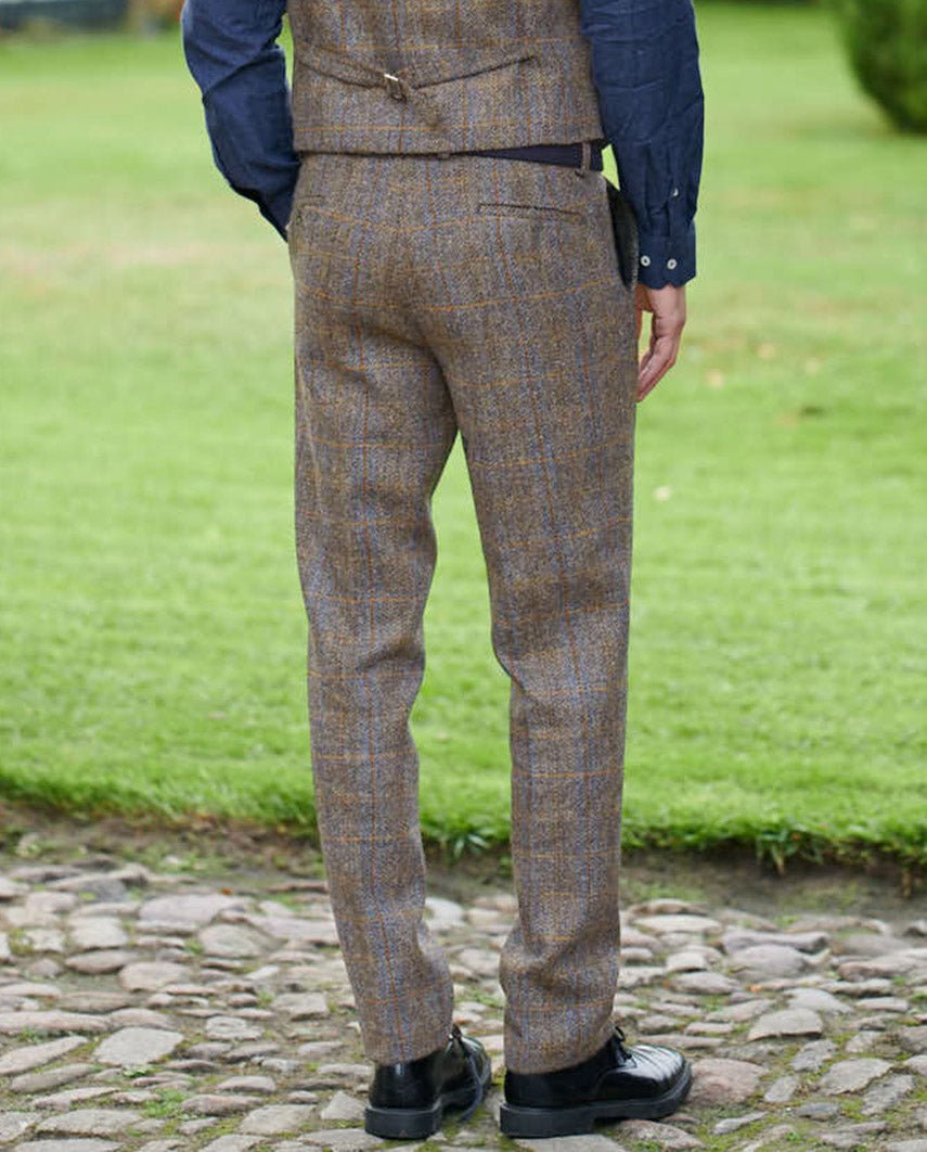 Harris Tweed Hose ''Mr. Miller " in green - blue herringbone - Wellington of Bilmore