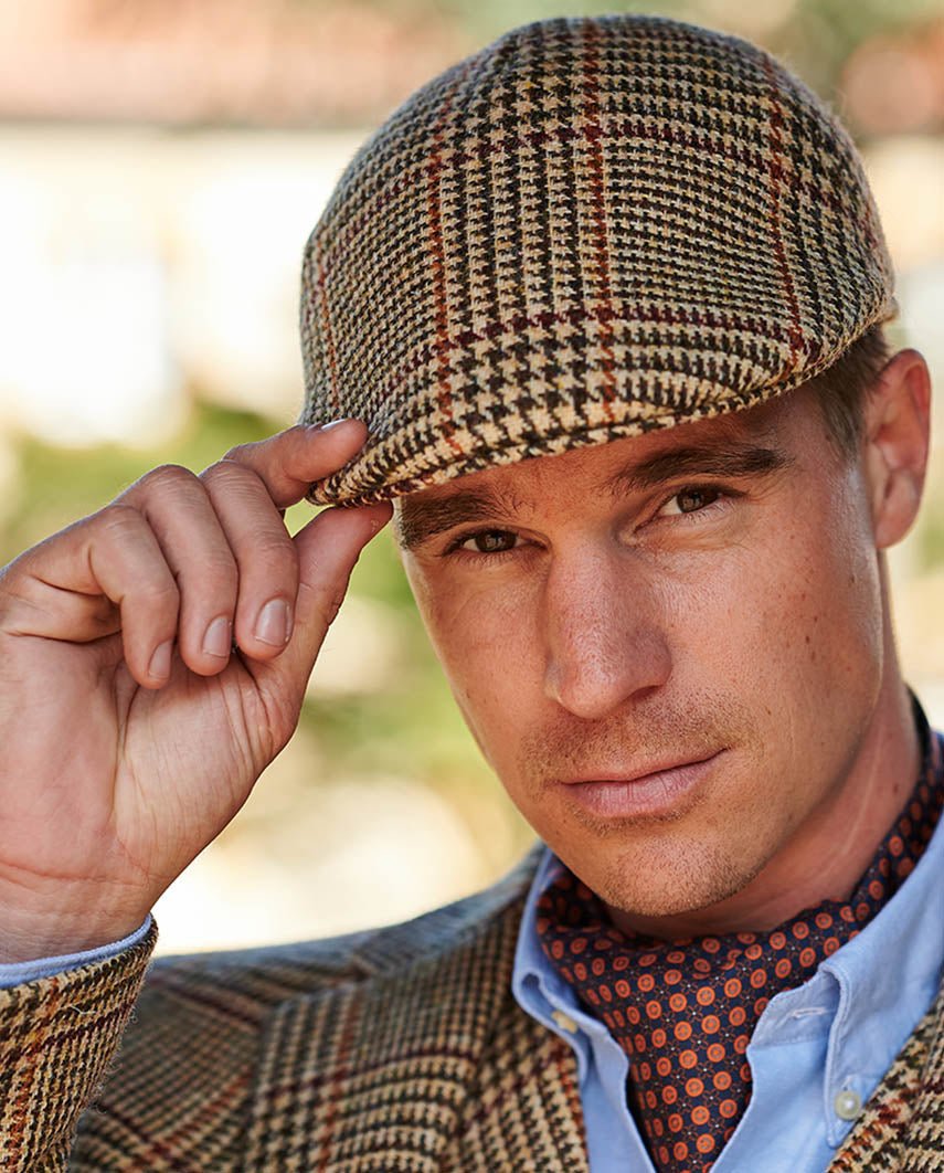 Harris Tweed Mütze "Henry Cap" im scottish Check - Wellington of Bilmore