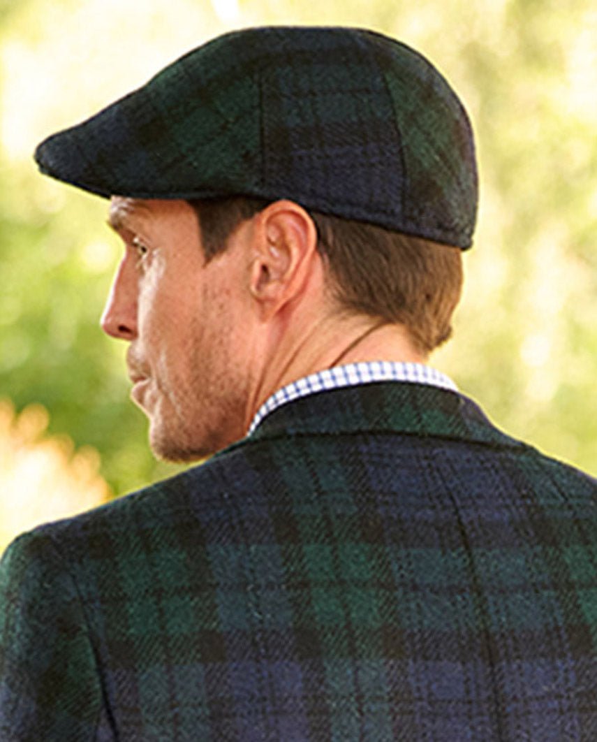 Harris Tweed Mütze "Henry Cap" in blackwatch - Wellington of Bilmore