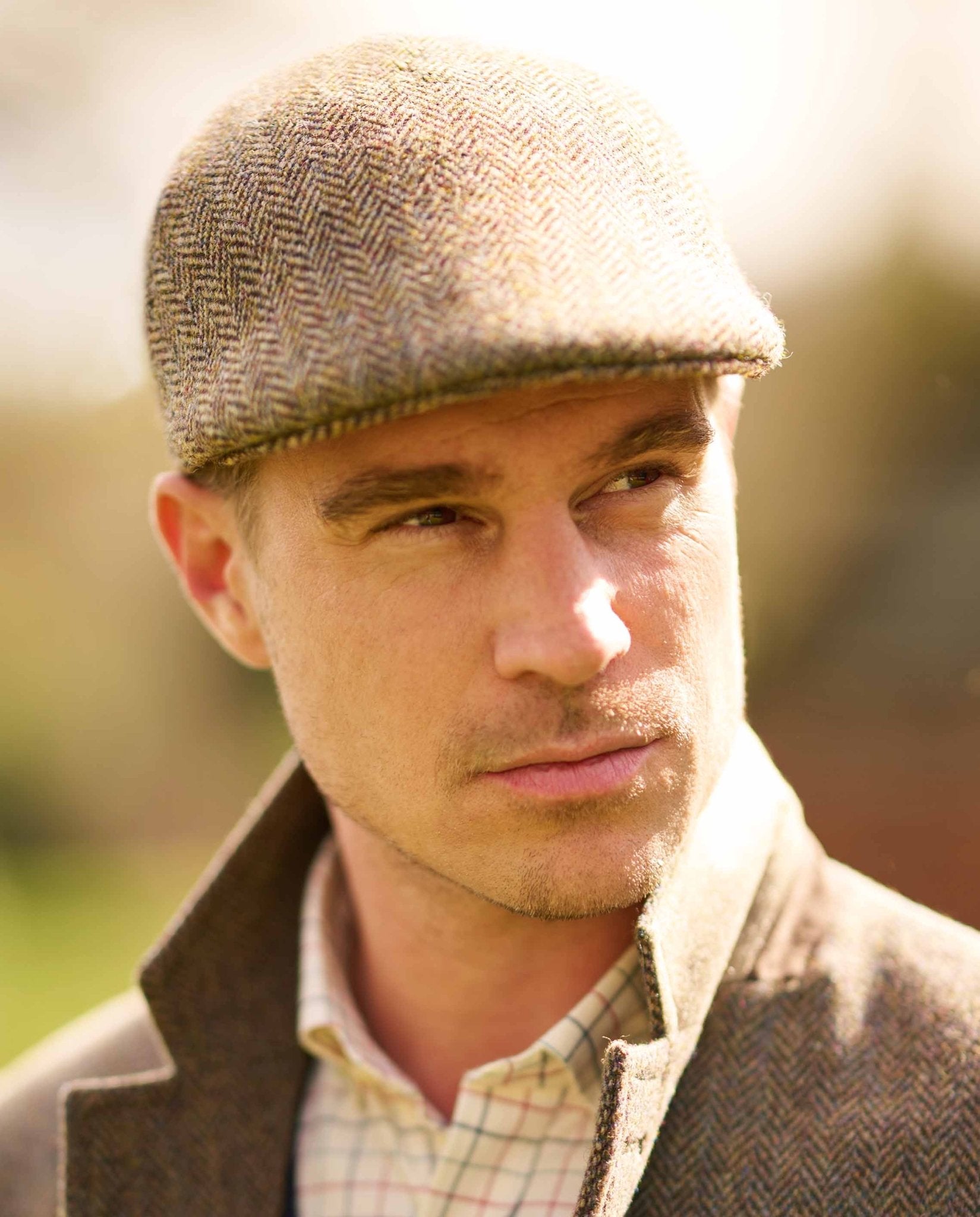 Harris Tweed Mütze "Henry Cap" in country herringbone - Wellington of Bilmore