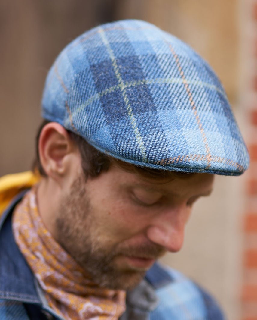 Harris Tweed Mütze "Henry Cap" in jeans herringbone - Wellington of Bilmore