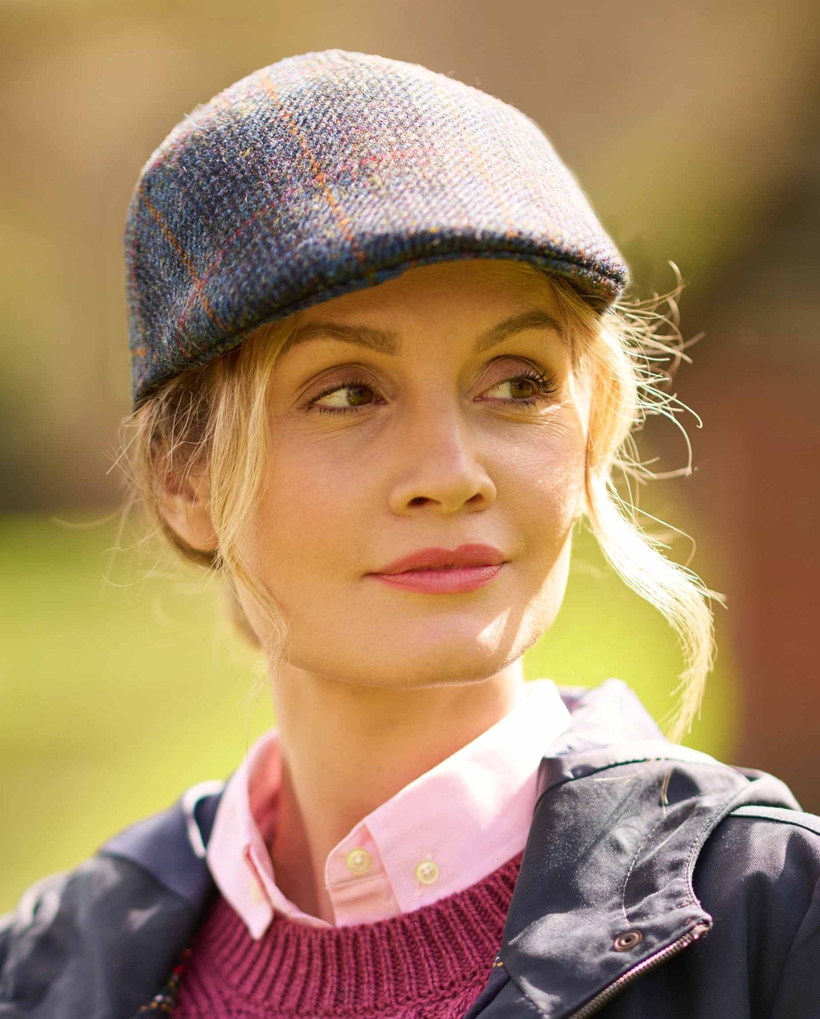 Harris Tweed Mütze "Henry Cap" in multi - blue Tweed - Wellington of Bilmore