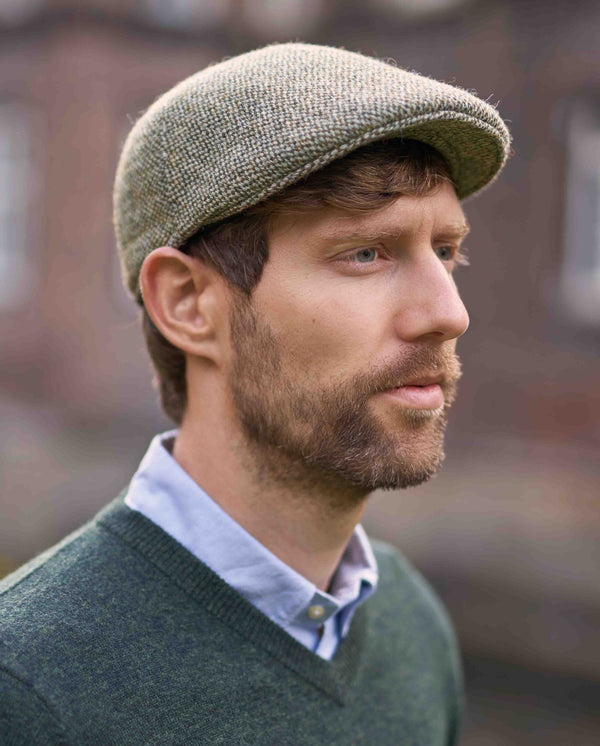 Harris Tweed Mütze "Henry Cap" in multigreen Tweed