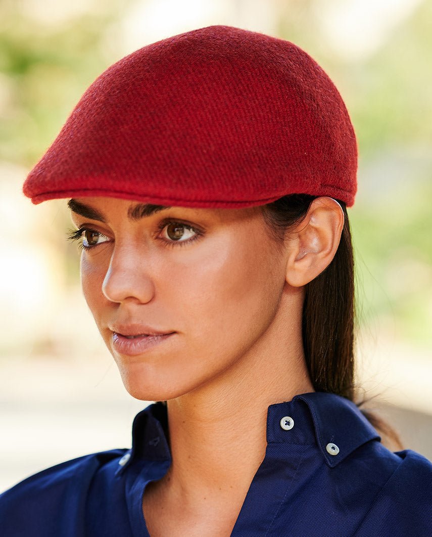 Harris Tweed Mütze "Henry Cap" in red Twill - Wellington of Bilmore