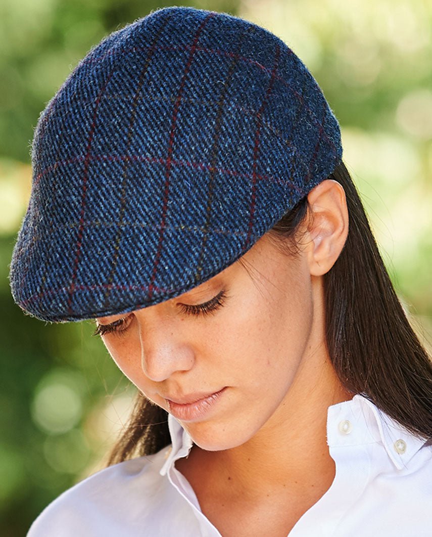 Harris Tweed Mütze "Henry Cap" in scottish blue - Wellington of Bilmore