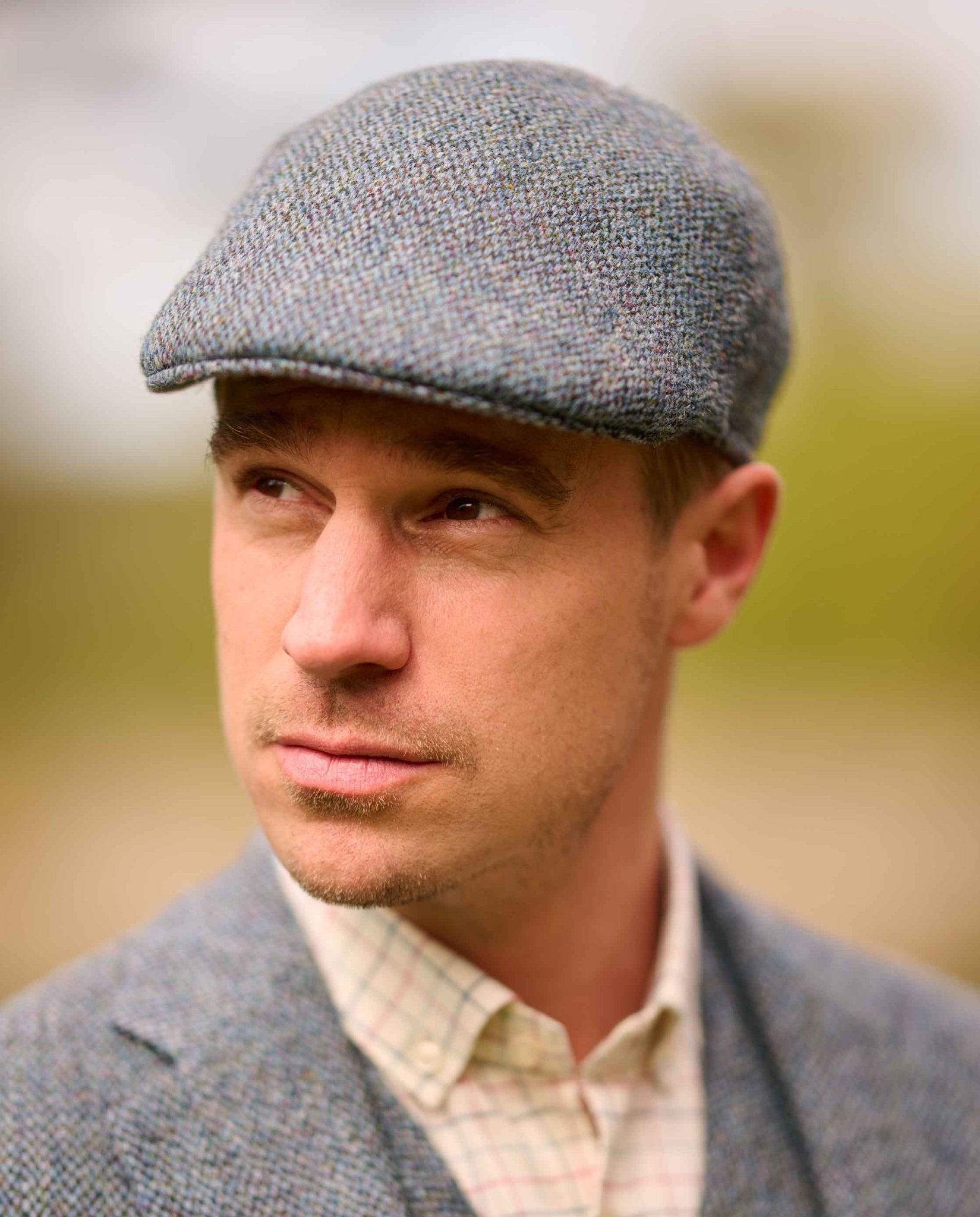 Harris Tweed Mütze "Henry Cap" in Tweed of Water - Wellington of Bilmore