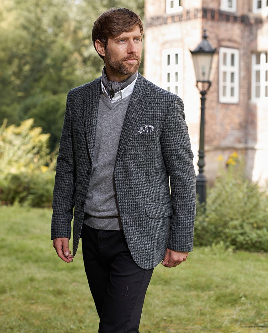 Harris Tweed Sakko ''London'' black houndstooth - Wellington of Bilmore