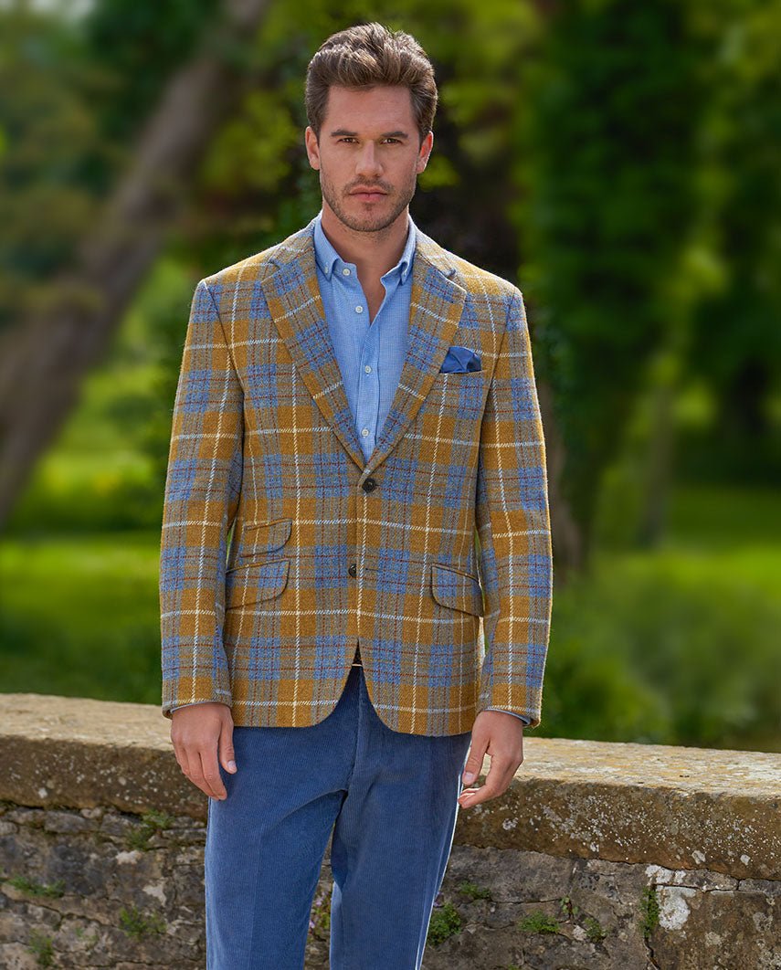 Harris Tweed Sakko ''London'' im amber check - Wellington of Bilmore