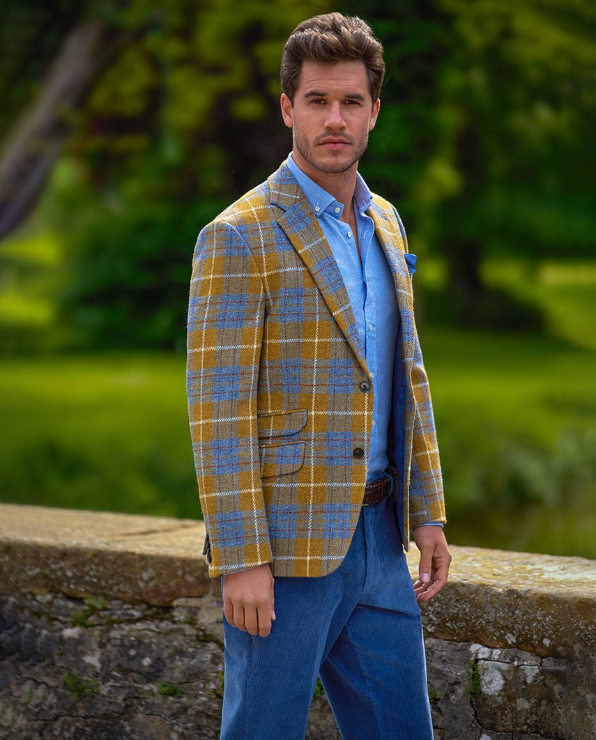 Harris Tweed Sakko ''London'' im amber check - Wellington of Bilmore