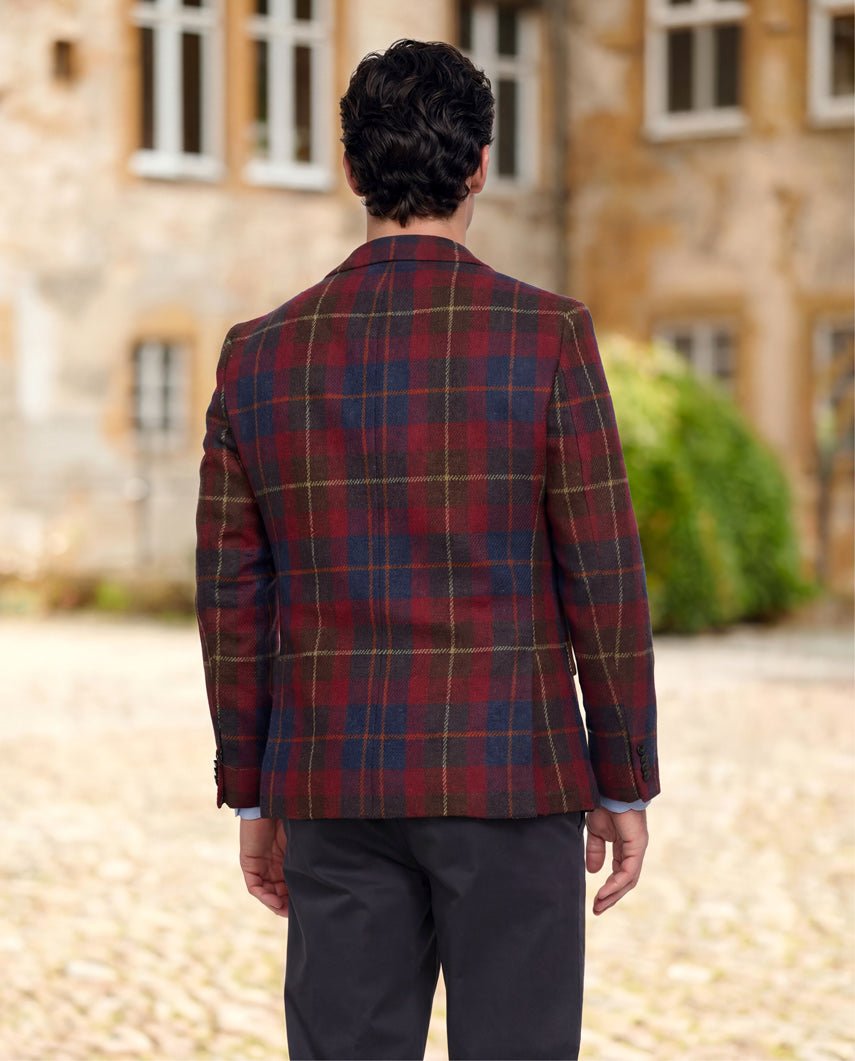 Harris Tweed Sakko ''London'' in berry check - Wellington of Bilmore