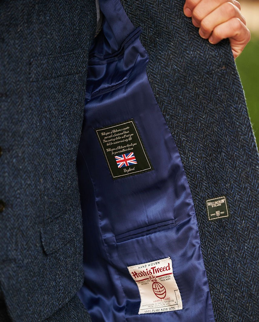 Harris Tweed Sakko ''London'' in blue herringbone - Wellington of Bilmore