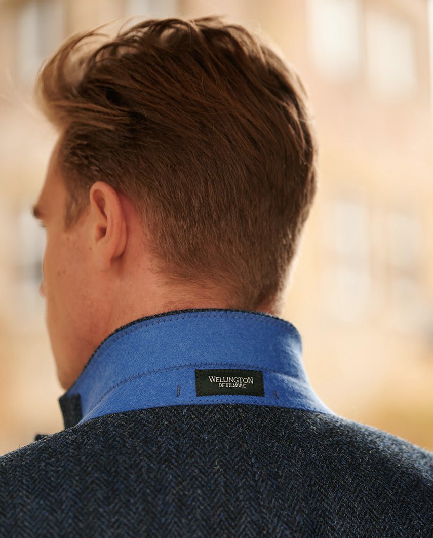 Harris Tweed Sakko ''London'' in blue herringbone - Wellington of Bilmore