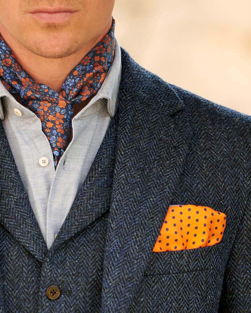 Harris Tweed colbert "London" in blue herringbone - Wellington of Bilmore