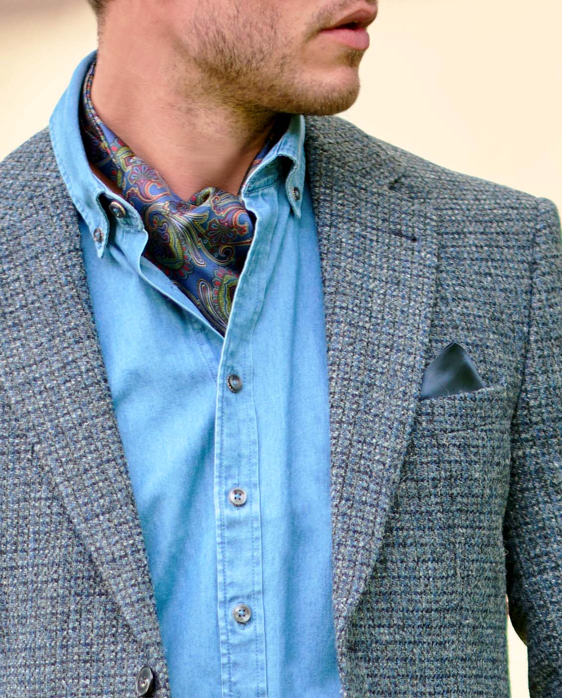 Harris Tweed Sakko ''London'' in blue houndstooth - Wellington of Bilmore