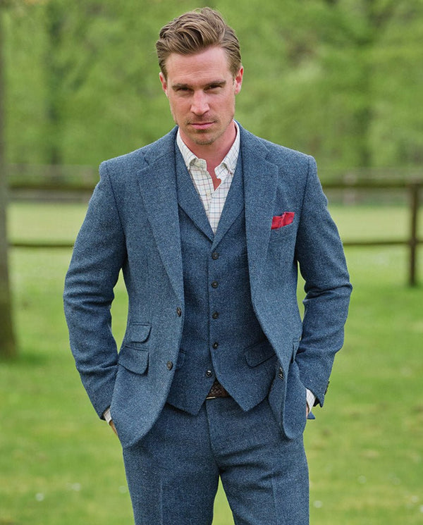 Harris Tweed Sakko "London" in blue shadow