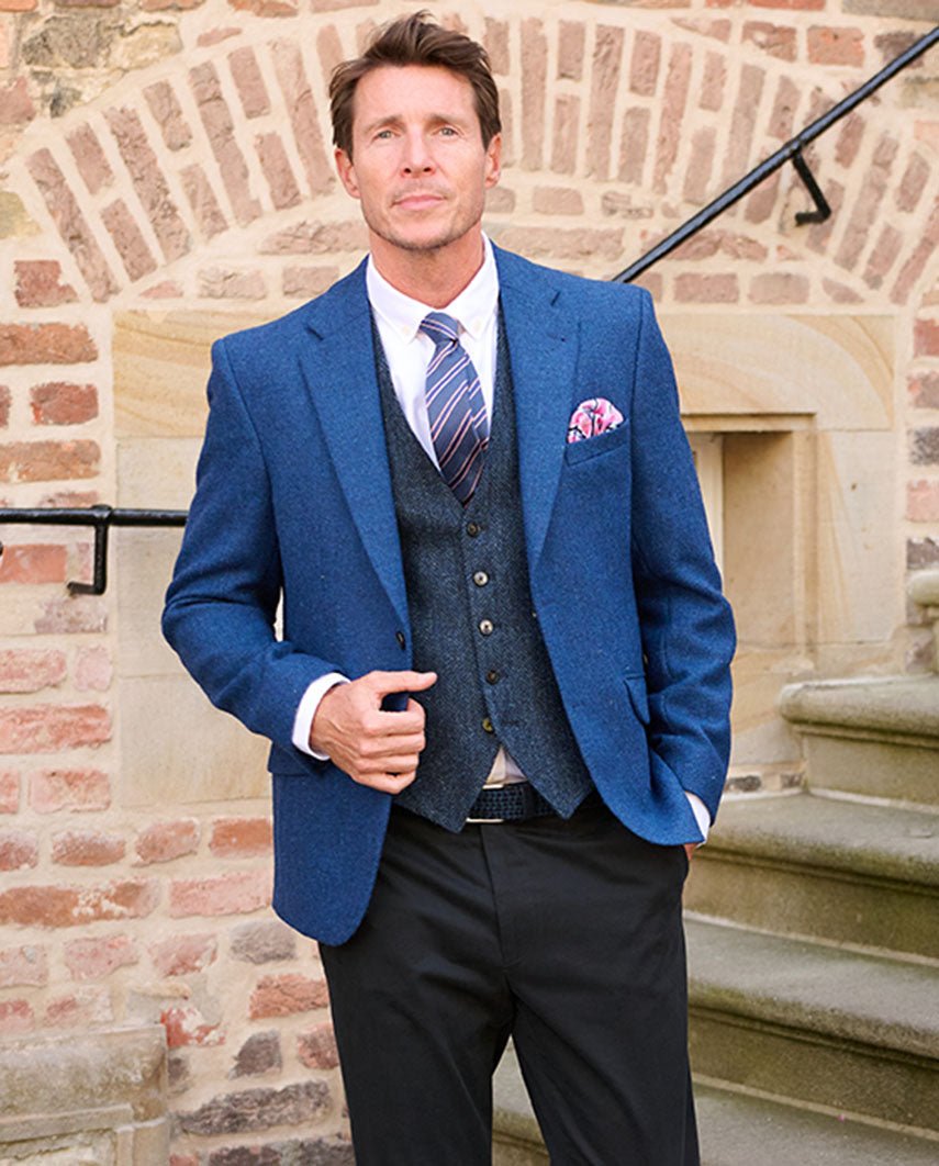 Harris Tweed Sakko "London" in blue Twill - Wellington of Bilmore