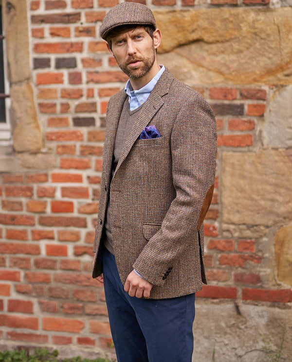 Harris Tweed Sakko "London" in buntem Hahnentritt