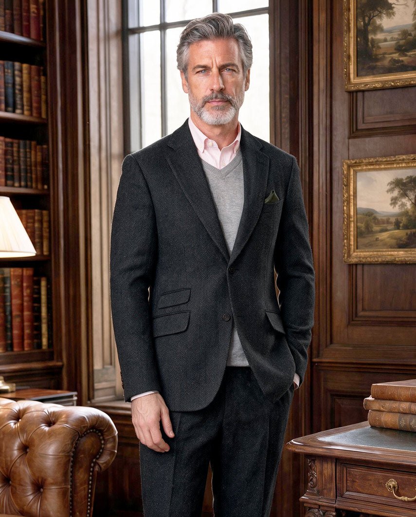 Harris Tweed Sakko "London" in charcoal - Wellington of Bilmore
