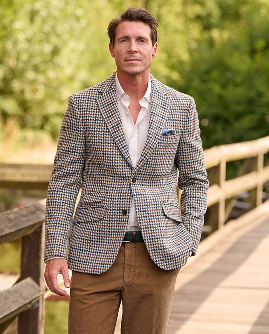 Harris Tweed Sakko ''London'' in creme Hahnentritt - Wellington of Bilmore