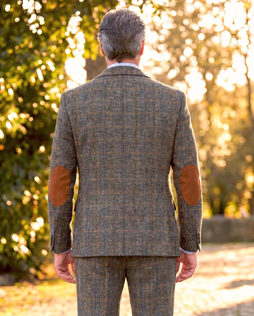 Harris Tweed Sakko ''London'' in green-blue herringbone - Wellington of Bilmore