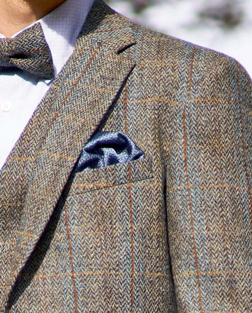 Harris Tweed Sakko ''London'' in green - blue herringbone - Wellington of Bilmore