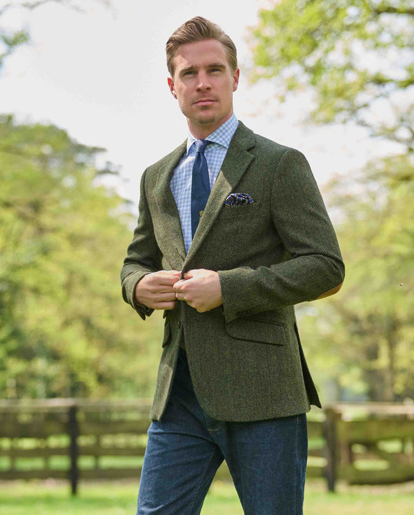 Harris Tweed Sakko "London" in green Island Herringbone