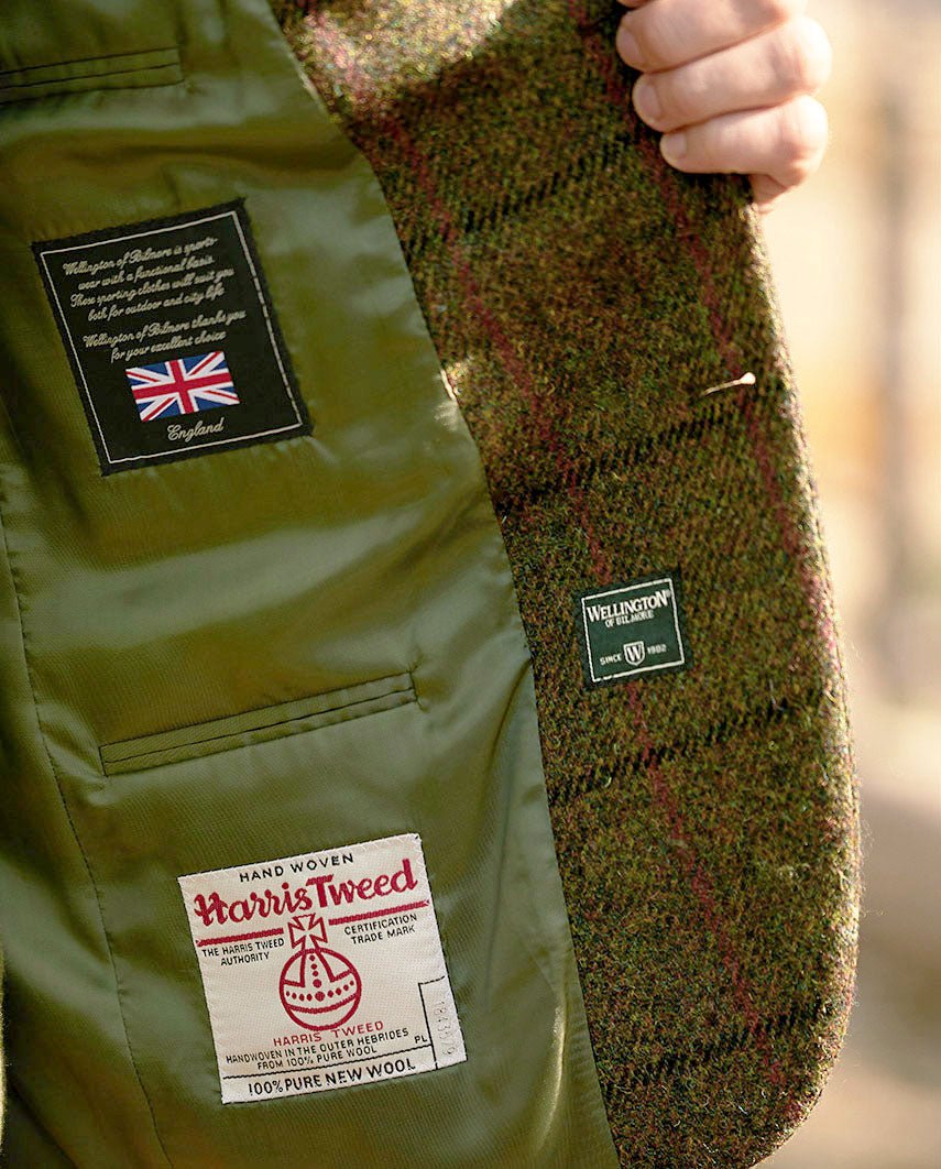Harris Tweed colbert "London" in green Overcheck - Wellington of Bilmore