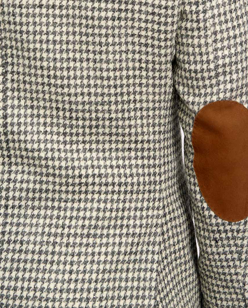 Harris Tweed Sakko "London" in grey-cream houndstooth - Wellington of Bilmore