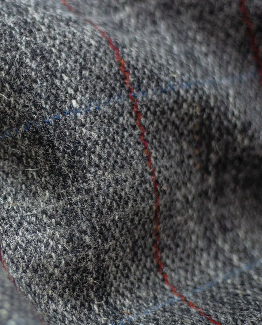 Harris Tweed Sakko ''London'' in grey - red - blue Overcheck - Wellington of Bilmore